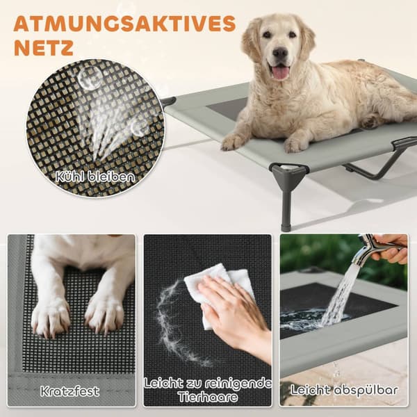 Koiran lepotuoli katolla, korotettu koiransänky suurille koirille, jäähdyttävä lemmikkieläinten lepotuoli pestävällä mesh-metallirungolla, kantolaukku