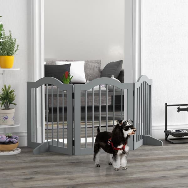 Hundspärrgrind, 3-delad, 154,5 x 61 cm, vikbar hundgrind med dörr, dörrgrind med 2 stödfötter, fristående trappgrind för kök, hall, ljusgrå |