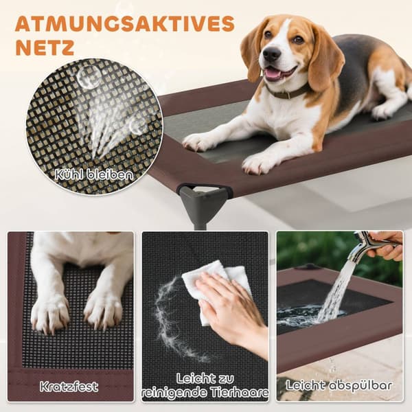 Koiran lepotuoli katolla, korotettu koiransänky keskikokoisille koirille, jäähdyttävä lemmikkituoli pestävällä mesh-metallirungolla, kantolaukku, lemm