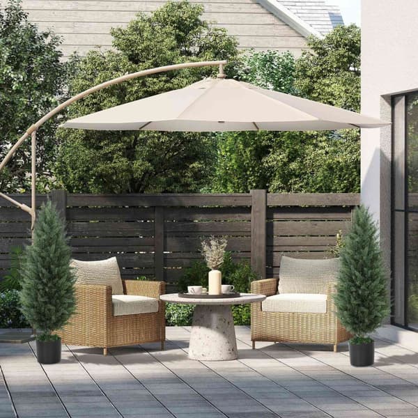 Kunstig sypress sett med 2 store 90 cm kunstige planter, kunstige planter i potte, UV-bestandig kunstig tre som ekte dekorasjon for stue soverom utend