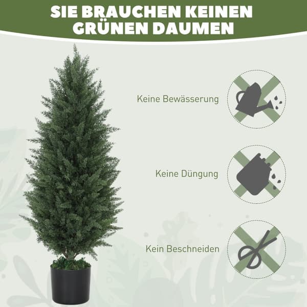 Kunstig sypress sett med 2 store 90 cm kunstige planter, kunstige planter i potte, UV-bestandig kunstig tre som ekte dekorasjon for stue soverom utend