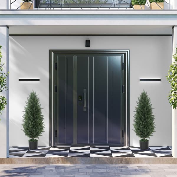 Kunstig sypress sett med 2 store 90 cm kunstige planter, kunstige planter i potte, UV-bestandig kunstig tre som ekte dekorasjon for stue soverom utend