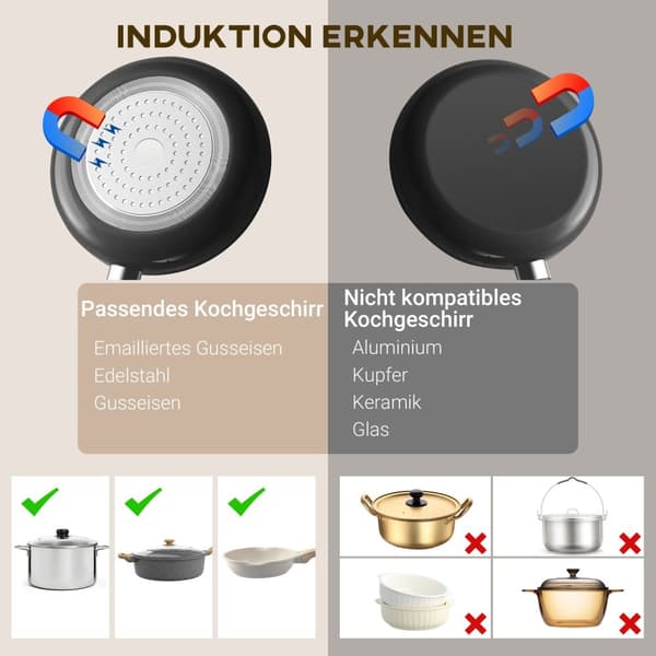 Induktionshäll 1 platta, bärbar induktionshäll med 10 effektnivåer och temperaturnivåer, 2000 W, timer, barnsäkerhetsspärr, svart
