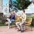 Miniatyrbilde 2 av 10: 3 stk. Rotting bistrosett, sittegruppe, hagesett med 2 hagestoler, salongbord, balkongmøbelsett for hage, terrasse, stål, gul |
