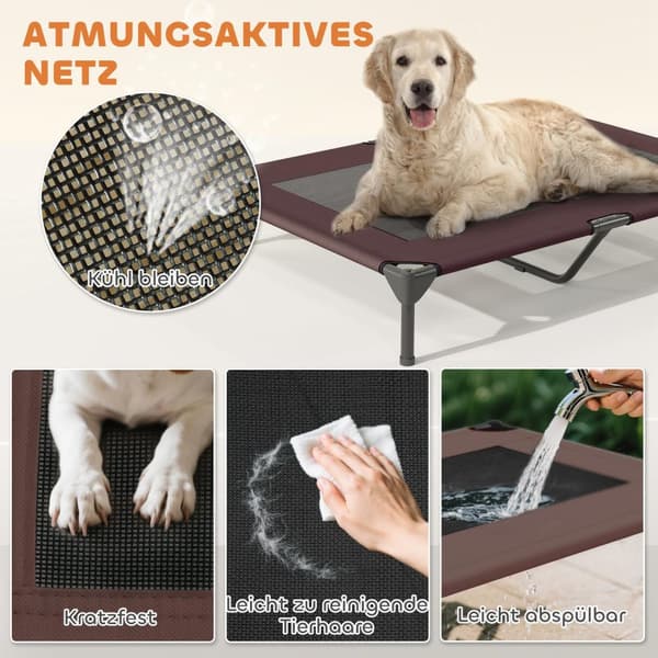 Koiran lepotuoli katolla, korotettu koiransänky suurille koirille, jäähdyttävä lemmikkieläinten lepotuoli pestävällä mesh-metallirungolla, kantolaukku