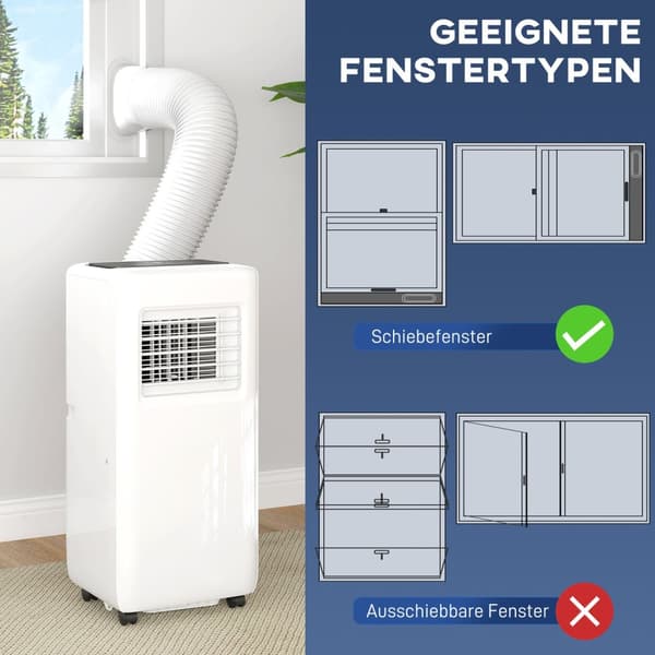 Mobilt klimaanlæg 3-i-1 klimaanlæg med køling, affugter, ventilator, udstødningsslange, 9000BTU automatisk luftkøler med fjernbetjening, timer, børnes