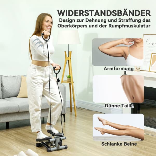 2 i 1 mini stepper til hjemmet med krafttove, op-ned sving stepper med LCD display, stepper hjemmetræner op til 100 kg til ben/arm træning, hjemmekont