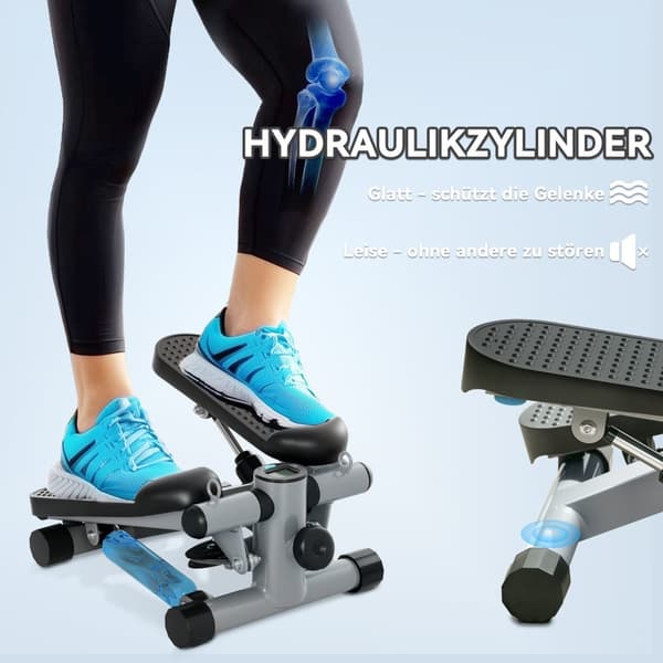 2 i 1 mini stepper til hjemmet med krafttove, op-ned sving stepper med LCD display, stepper hjemmetræner op til 100 kg til ben/arm træning, hjemmekont