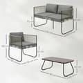 Miniatyrbilde 4 av 10: Hagemøbelsett laget av polyrattan salongsett med sofa lenestol bordputer værbestandig sittegruppe for 4 personer balkongmøbelsett hage salong terrasse