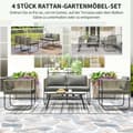 Miniatyrbilde 5 av 10: Hagemøbelsett laget av polyrattan salongsett med sofa lenestol bordputer værbestandig sittegruppe for 4 personer balkongmøbelsett hage salong terrasse