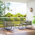 Miniatyrbilde 10 av 10: Hagemøbelsett laget av polyrattan salongsett med sofa lenestol bordputer værbestandig sittegruppe for 4 personer balkongmøbelsett hage salong terrasse