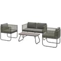 Miniatyrbilde 1 av 10: Hagemøbelsett laget av polyrattan salongsett med sofa lenestol bordputer værbestandig sittegruppe for 4 personer balkongmøbelsett hage salong terrasse