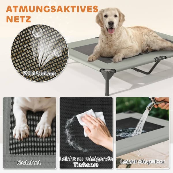 Koiran lepotuoli katolla, korotettu koiransänky suurille koirille, jäähdyttävä lemmikkieläinten lepotuoli pestävällä mesh-metallirunkoisella kantolauk
