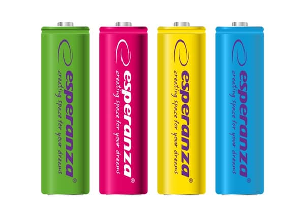 Esperanza genopladelige batterier Ni-Mh Aa 2000Mah 4 stk. Blanding af farver
