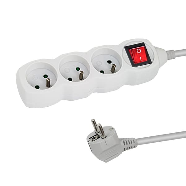 Esperanza Power Strip 3 Stikkontakter Switch 3M Hvid