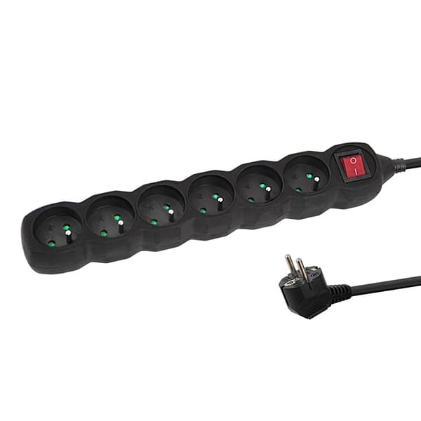 Esperanza Power Strip 6 Sockets Switch 1,5M Svart