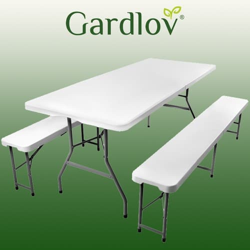 Sammenklappeligt havebord 180cm + 2 bænke