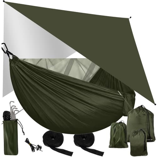 Turisthängmatta med presenning och myggnät 260x140 cm