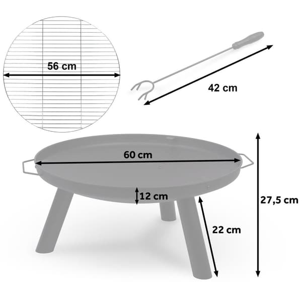 Trädgårdskamin med 60 cm galler Berdsen BD-881