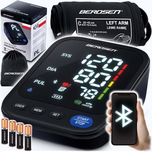 Berdsen BD-123 blodtrykksmåler for overarm med polske meldinger og Bluetooth