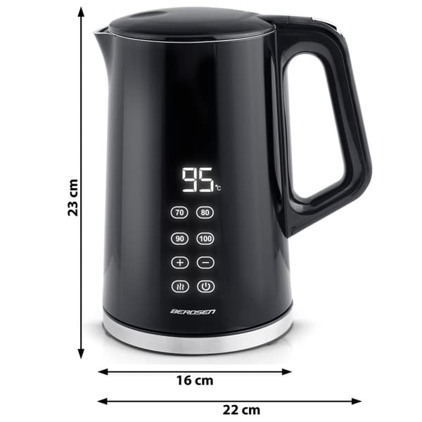 Berdsen BD-71 vattenkokare 1,7l, svart och silver