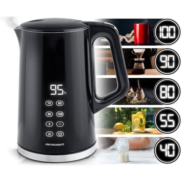 Berdsen BD-71 vattenkokare 1,7l, svart och silver