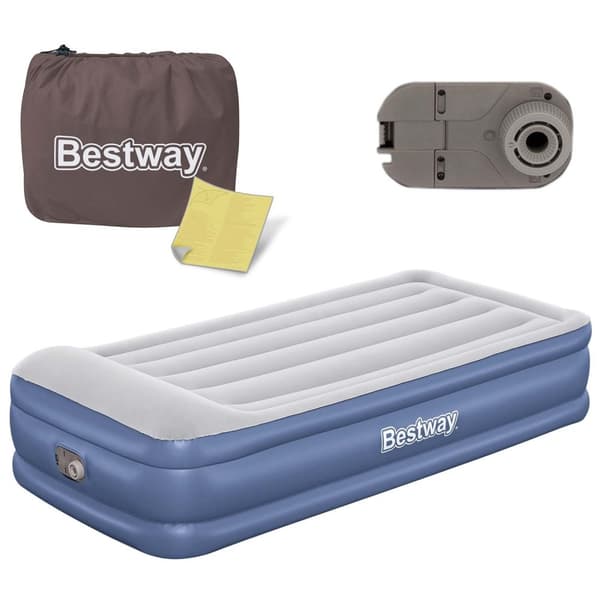 Oppustelig madras 191x97x46 cm med indbygget elektrisk pumpe Bestway 67628