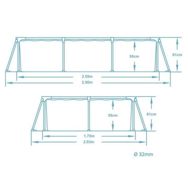 Ramme hagebasseng 259 x 170 x 61 cm Bestway 56403N