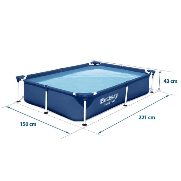 Rektangulær rammebasseng 221x150x43 cm 16in1 Bestway 56401N
