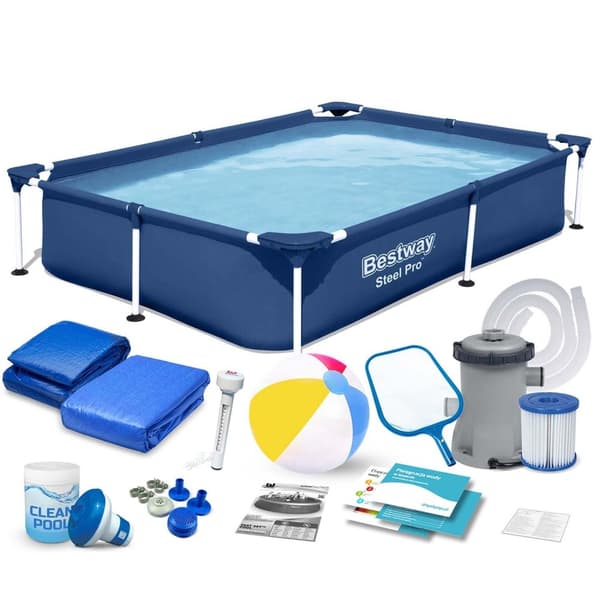 Rektangulær rammebasseng 221x150x43 cm 16in1 Bestway 56401N