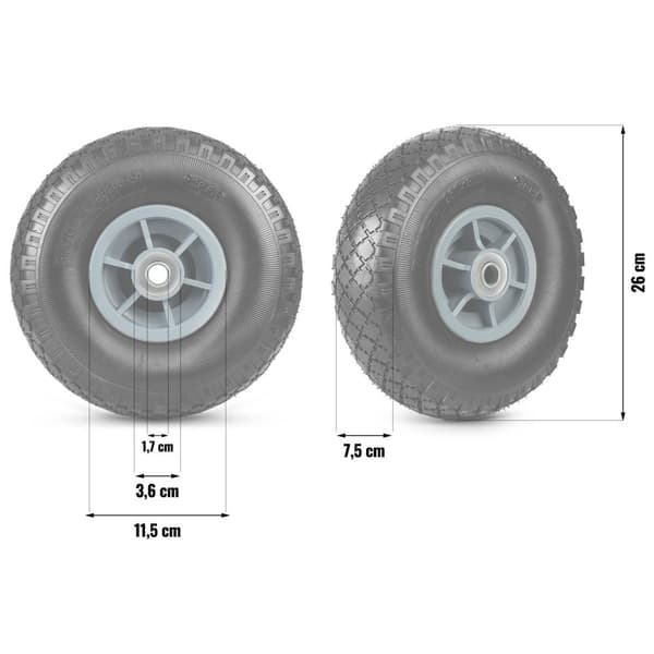 Hjul med indvendigt rør til Humberg HM-509 transportvogn