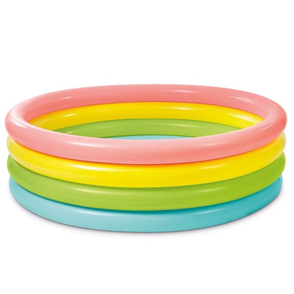Oppblåsbart basseng Rainbow 4 ringer 168 x 46 cm INTEX 56441