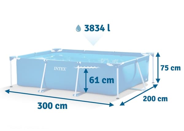 Ramme hagebasseng 300 x 200 x 75 cm 2-i-1 INTEX 28272