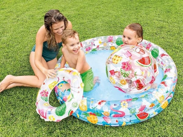 Puhallettava allasrengas ja pallosetti 122 x 25 cm INTEX 59460