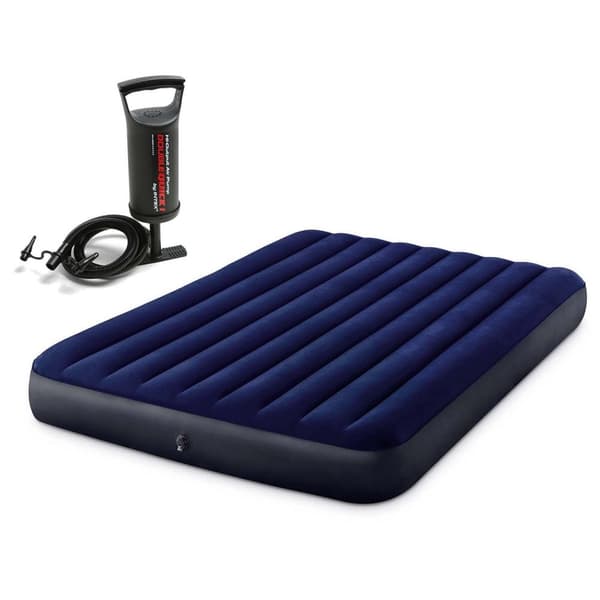 Oppblåsbar madrass 203x152x25 cm med INTEX 64765 stempelpumpe
