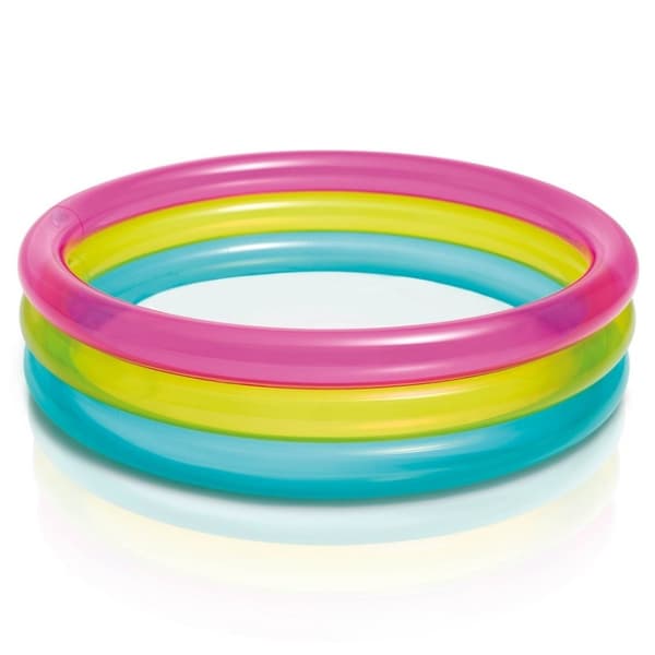 Oppblåsbart basseng Rainbow 3 ringer 86 x 25 cm INTEX 57104