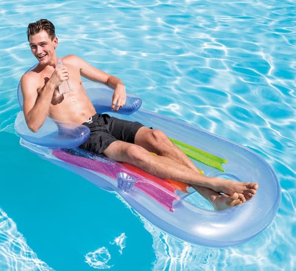 Madrass, fåtölj för sol och simning 2in1 King Cool 160 x 85cm INTEX 58802 blå