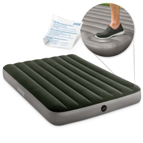 Oppblåsbar madrass 191x137x25 cm med innebygget fotpumpe INTEX 64762