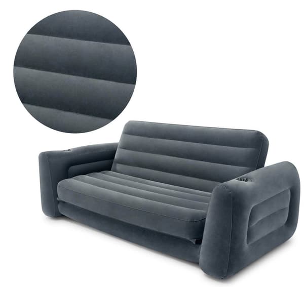 Sofa 2i1 fløyelsmadrass + INTEX pumpe 66552-66640