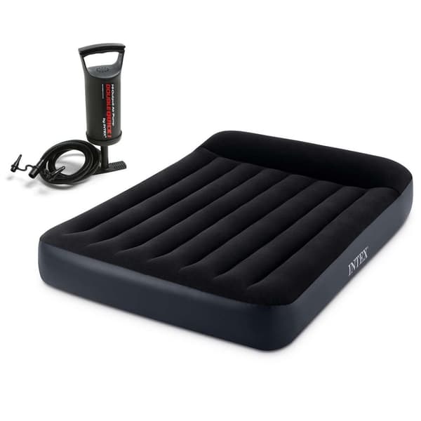Oppustelig madras 191x137x25 cm med INTEX 64142 stempelpumpe