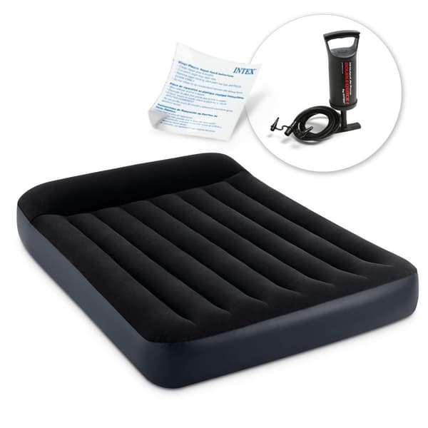 Oppustelig madras 191x137x25 cm med INTEX 64142 stempelpumpe