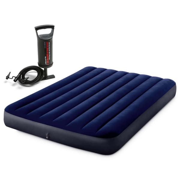 Oppblåsbar madrass 191x137x25 cm med INTEX 64758 stempelpumpe