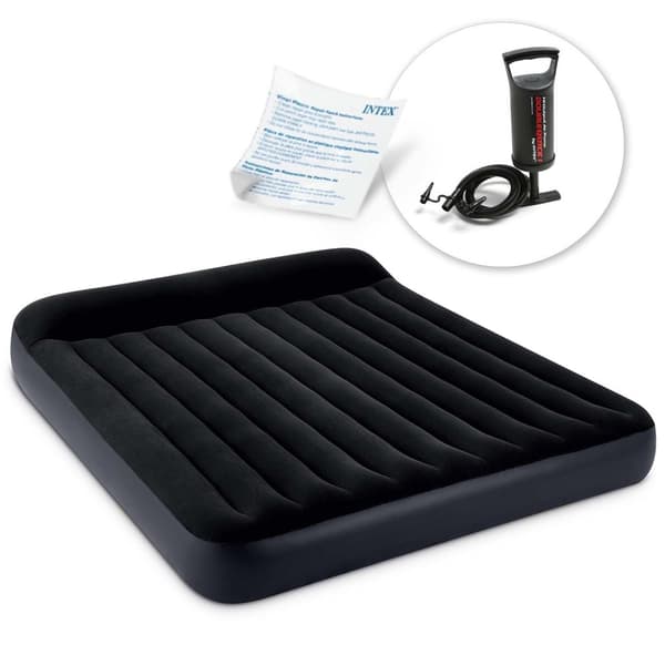 Uppblåsbar madrass 203x183x25 cm med INTEX 64144 kolvpump