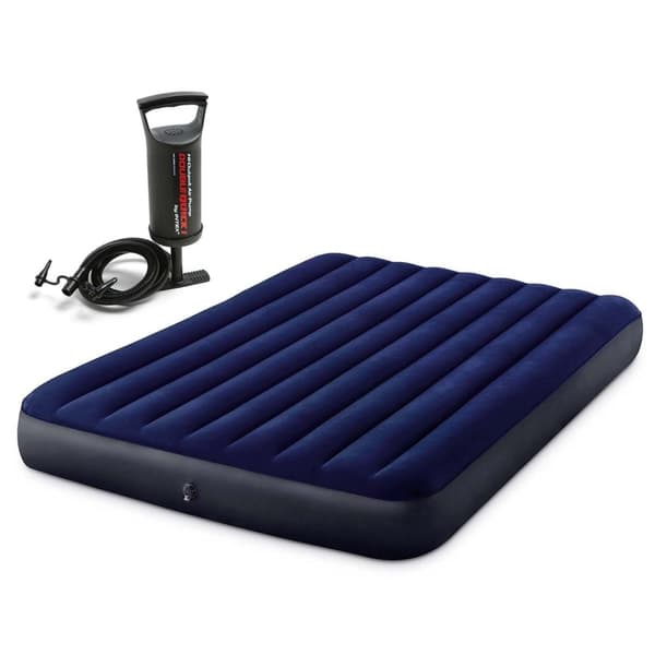 Oppustelig madras 203x152x25 cm med INTEX 64759 stempelpumpe