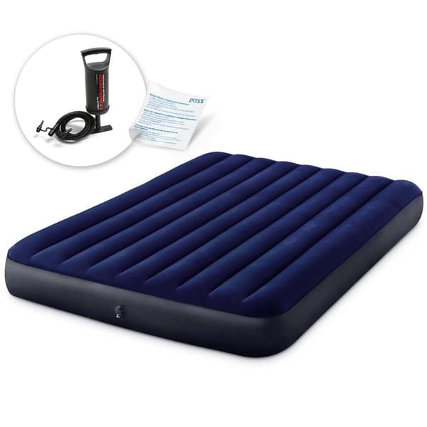 Oppustelig madras 203x152x25 cm med INTEX 64759 stempelpumpe