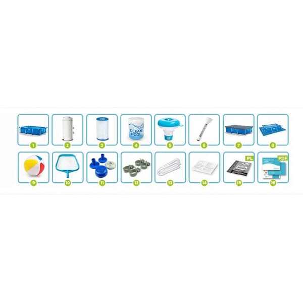 Ramme hagebasseng 300 x 200 x 75 cm 15in1 INTEX 28272 + boblemaskin GRATIS