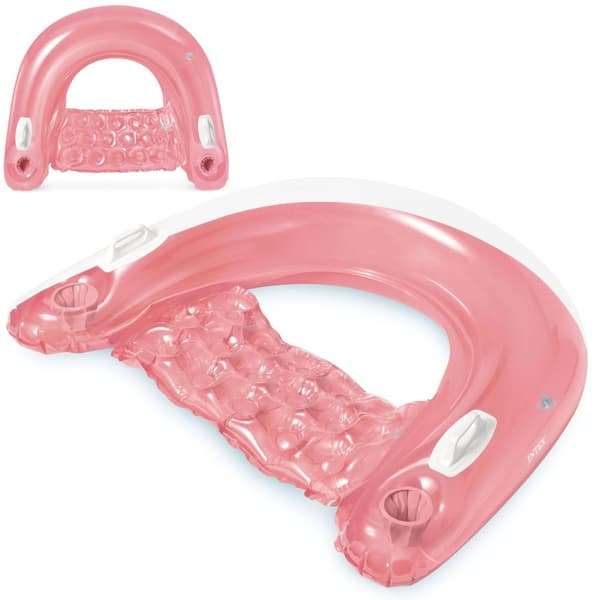 Svømmestol med håndtag 147 x 99 cm pink INTEX 58859