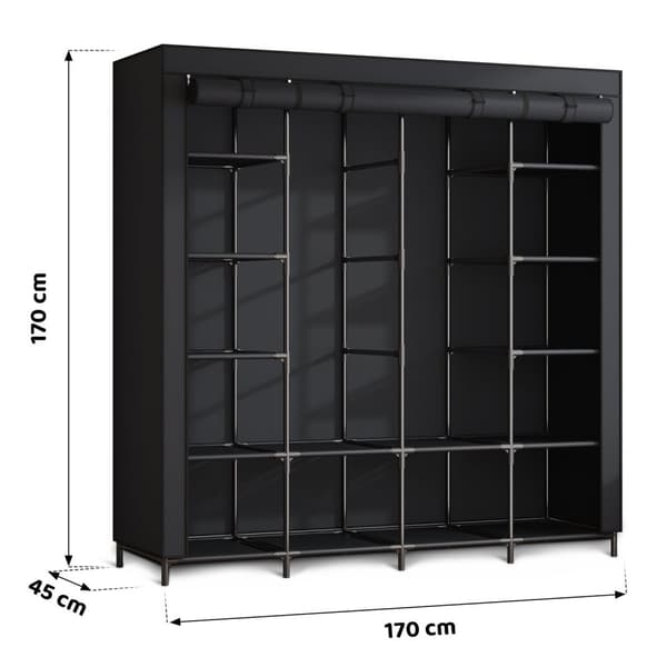 Stor tekstilgarderobe Massido MS-804 sort