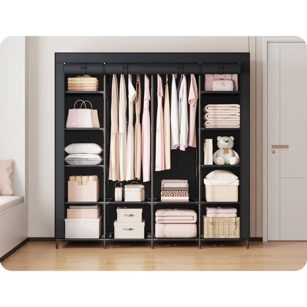 Stor tekstilgarderobe Massido MS-804 sort