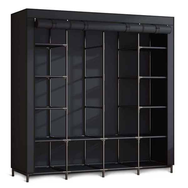 Stor tekstilgarderobe Massido MS-804 sort